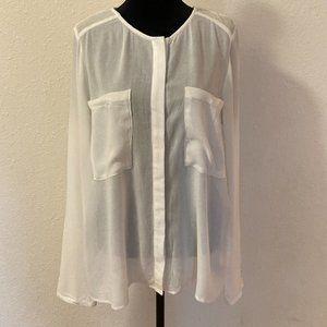 One Urban Day Nordstom Rack NWT Ivory Gauzy Women's Long Sleeve Shirt Size Large